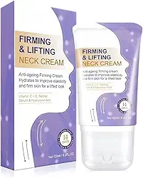 Creme de pescoço para apertar e firmar – Creme natural antienvelhecimento com soro de retinol, vitamina C+E e ácido hialurônico – creme facial instantâneo – 120 ml