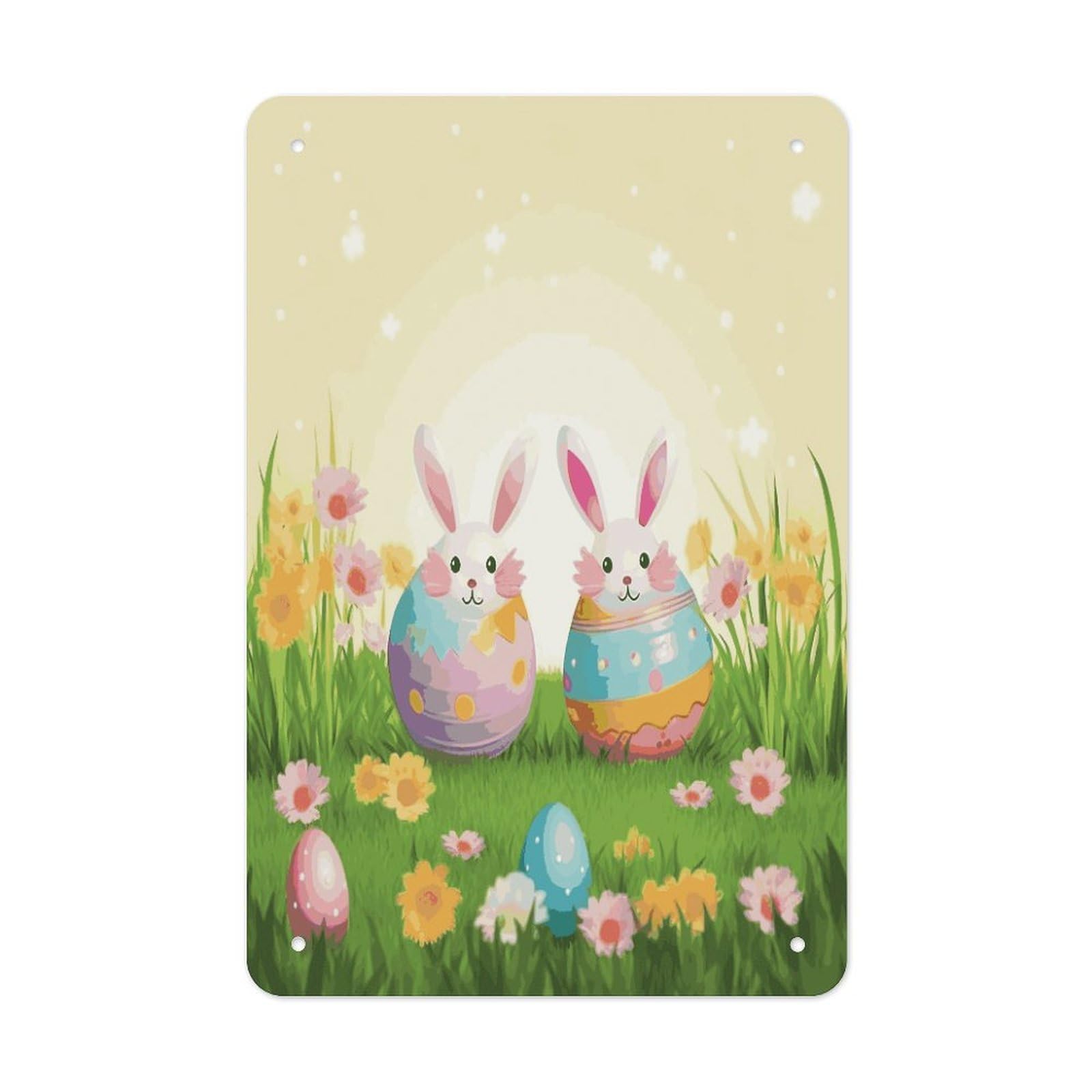 Happy Easter Day Metal Tin Sign Wall Decor Hanging Plaque