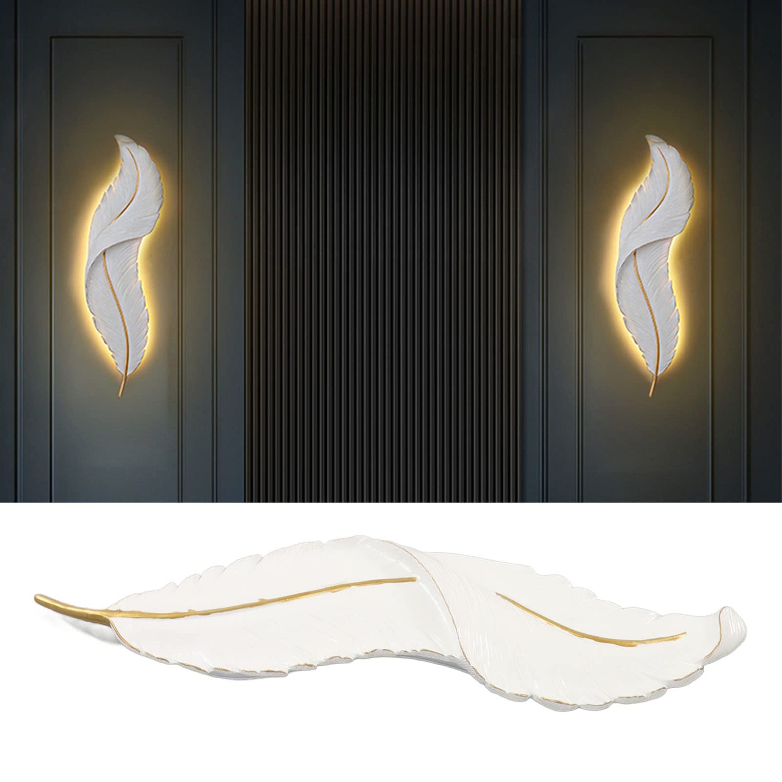 Applique da Parete Apparecchio di Illuminazione Lampada da Parete in Resina Lampada da Parete Moderna a Forma di Piuma, LED Bianco Lampade da Parete Per Soggiorno Interno Per Camera da Letto Corridoio