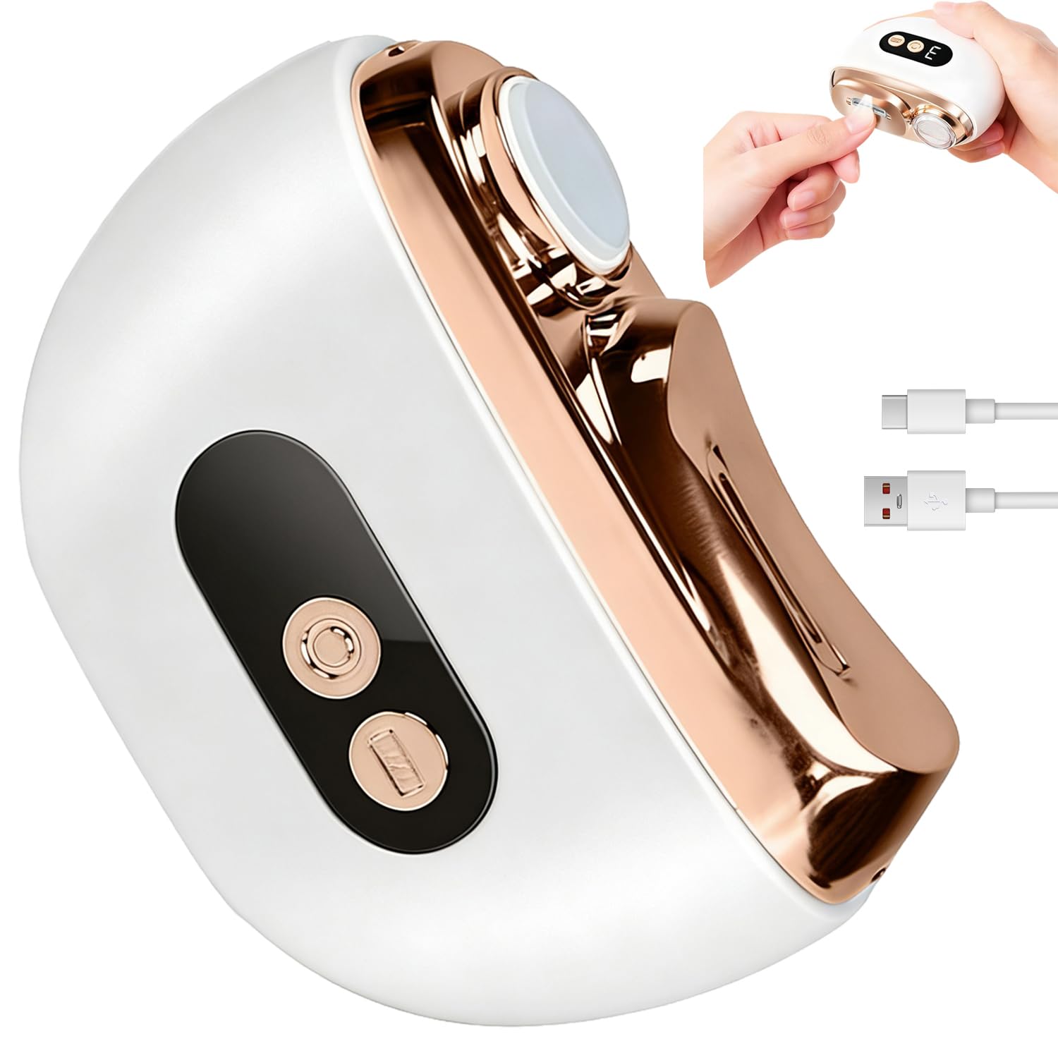 Elektrischer Nagelknipser für Senioren, Elektrische Nagelfeile Polieren mit LED, Automatischer Nagelschneider mit 3 Geschwindigkeiten, Ultraleise Elektrischer Nagelschneider für Baby Kinder Erwachsene