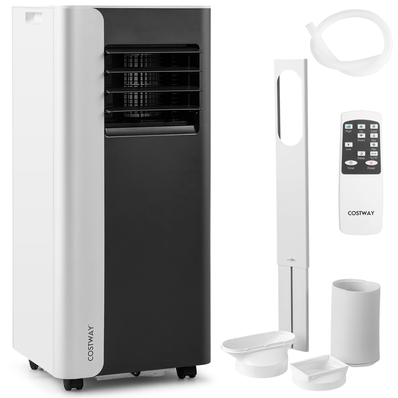 COSTWAY 9000 BTU Aire Acondicionado Portatil Silencioso, 5 en 1 Aire acondicionado móvil, Ventilador y Deshumidificador, Modo Nocturno, 24H Temporizador, Control Remoto/Pantalla/Wifi, 20 m² — view 10