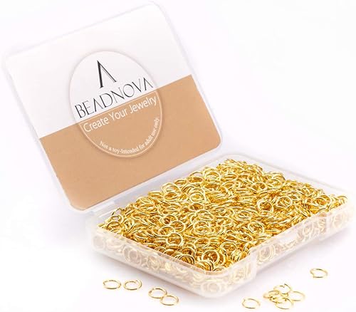 BEADNOVA Anillos de salto de 0.197in para hacer joyas, anillos de salto abiertos dorados para aretes y llaveros (300 unidades)
