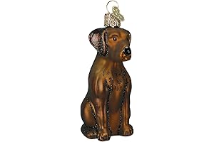 Old World Christmas Dog Collection Glass Blown Ornaments for Christmas Tree, Chocolate Labrador