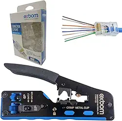 Alicate Crimpar Rj45 + 100 Conector Rj45 Vazado