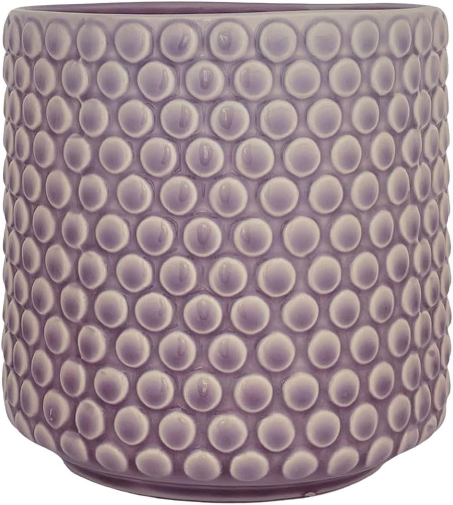 Nordring Stoneware Flower Pot – 5’’ Sky Blue Planter with Polka Dots – Modern Ceramic Pot with Crackle Glaze – No Drainage Holes – Holds 4’’ Indoor Plant