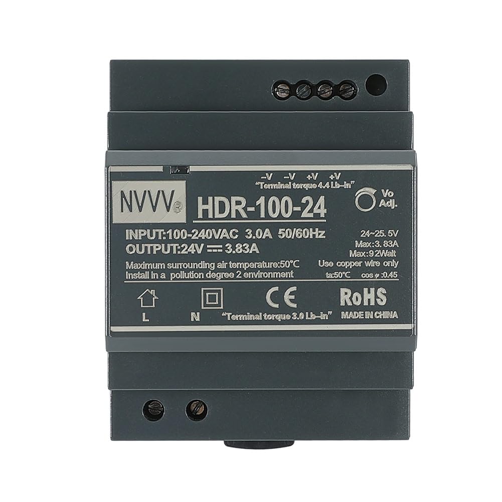 HDR-100-24 Bloc d'alimentation AC-DC ultra fin sur rail DIN 24 V 3,83 A 92 W Alimentation sur rail DIN
