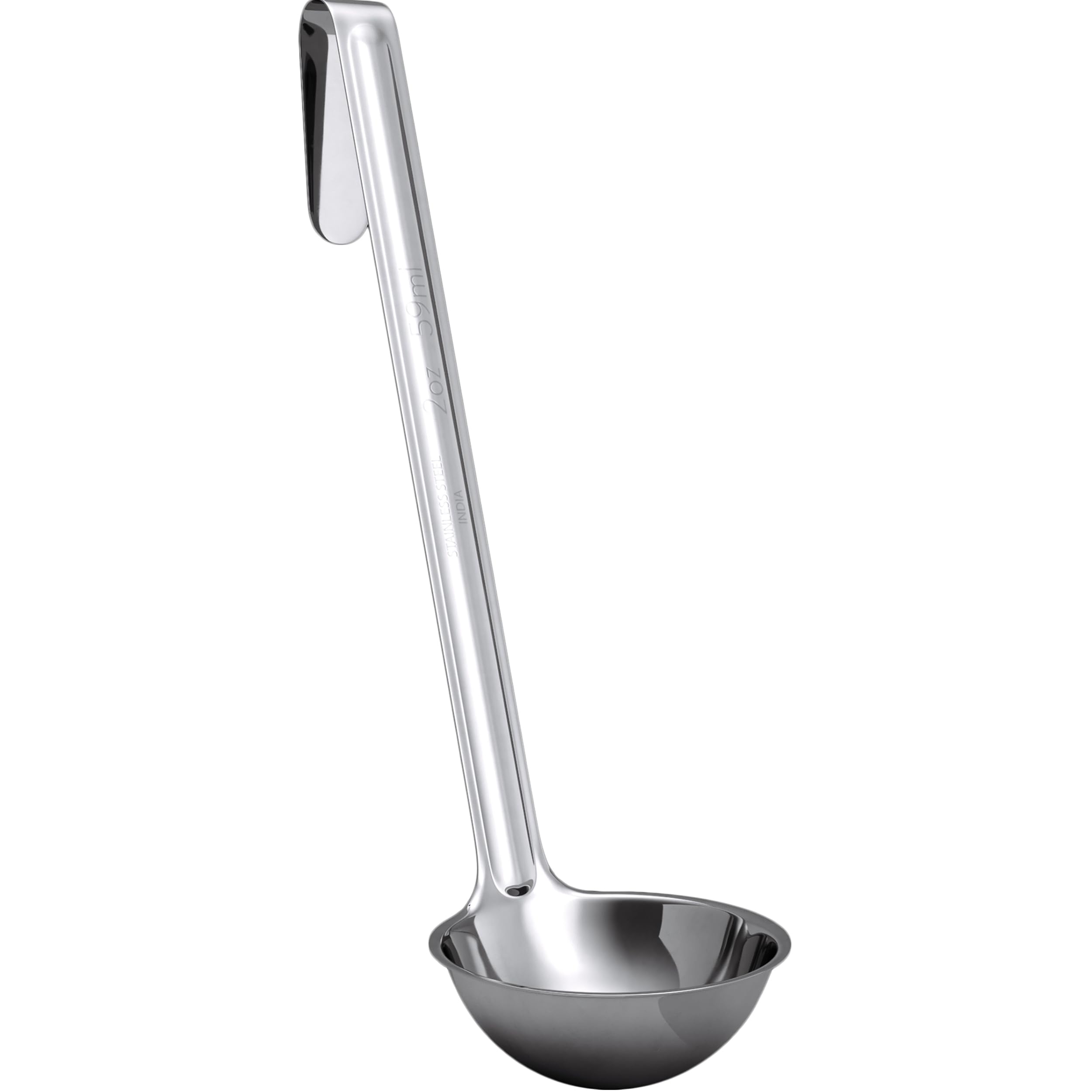 Cucharón de sopa súper resistente y ergonómico de 2 onzas, 1 paquete. Cucharones de acero inoxidable con asas largas. Los mejores accesorios de cocina para agitar, porciones y servir sopas, chile y