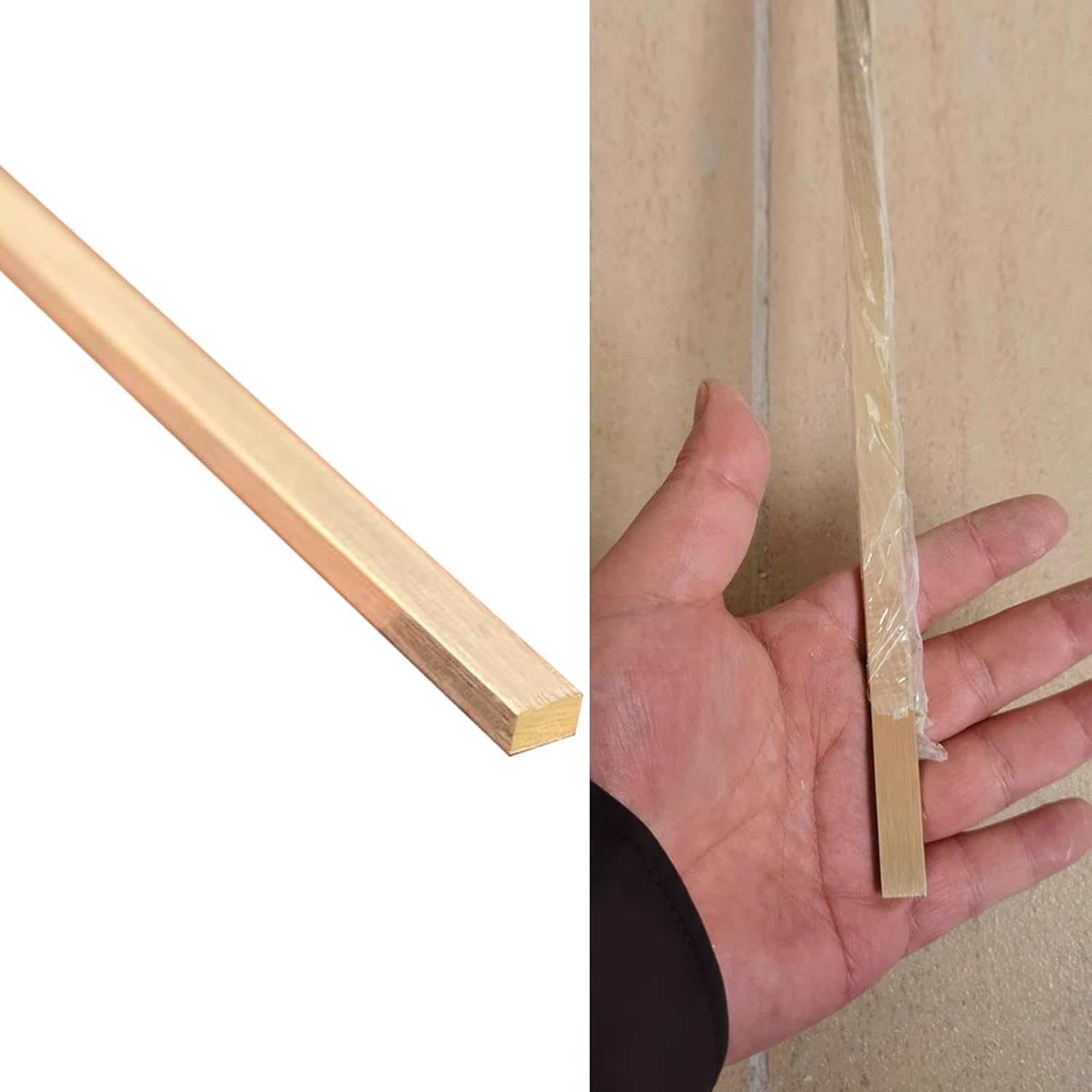 Solid Metal Transition Gap Strip Ramps for Vinyl Flooring, Brushed Brass Thresholds Bar Cover Rectangles, Heavy Duty Thresholds Edging Trim for Home(5mm X 3mm (1/4" X 1/8"))