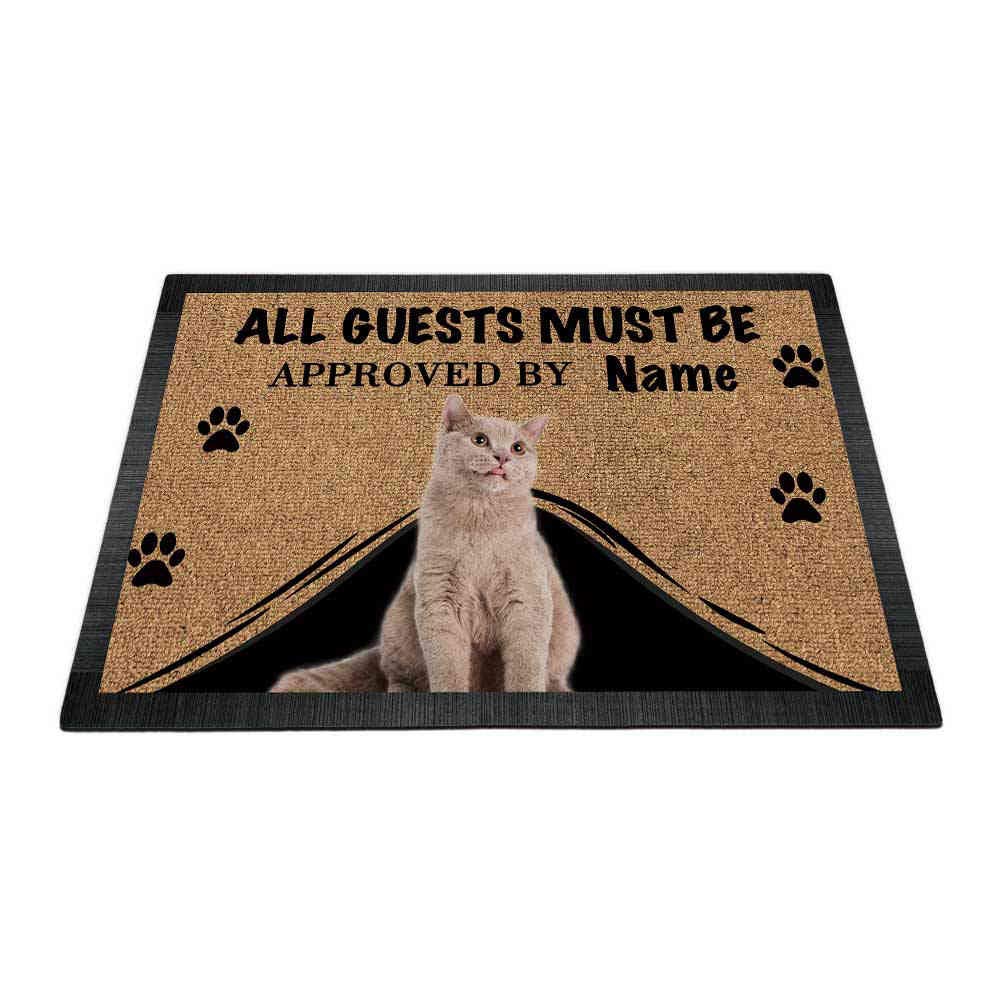 BAGEYOU Personalized Doormat with My Love Dog Lovely British Shorthair Cat Welcome Floor Mat All Guests Must be Approved 23.6" X 15.7"