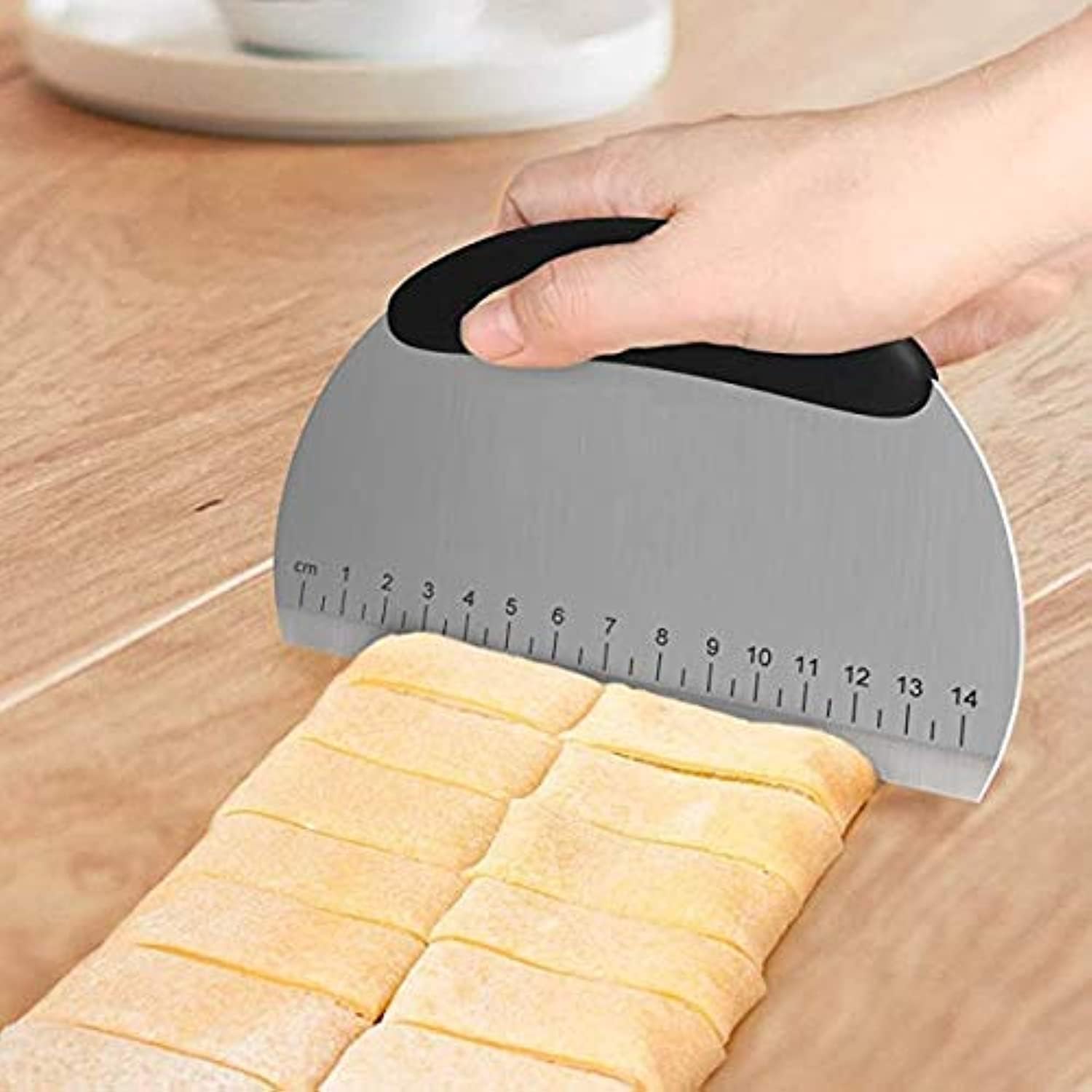 Dough Pastry Bench Cutter Scraper | Stainless Steel Pizza Cutter for Kitchen | Baking Dishwasher Safe | Anti-Wear Laser-Engraved Measuring Scale
