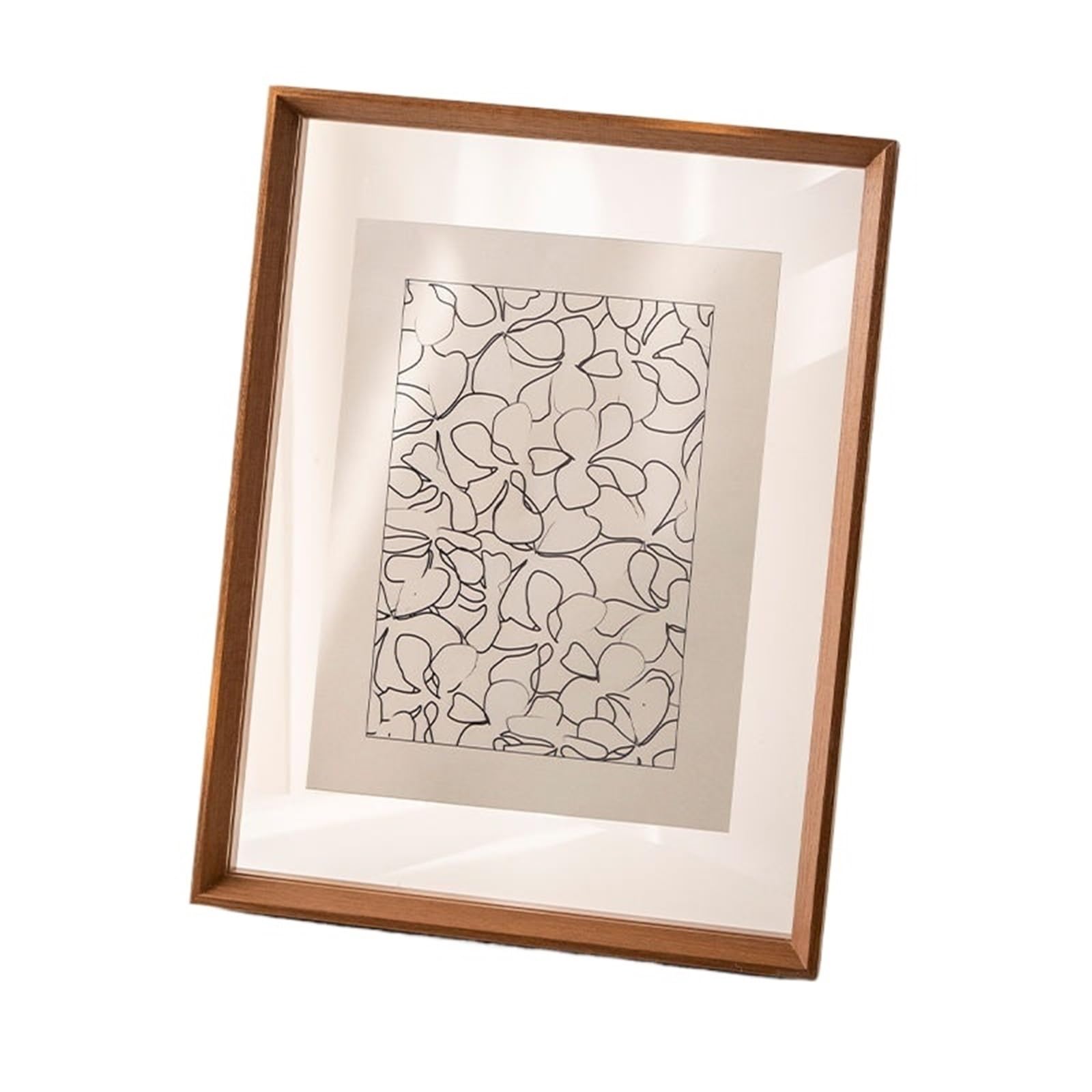 DAJGRHE Photo Frame Floating Picture Frame Wall-Hanging Desktop Solid Wood Photo Transparent(Brown,Inner 20.3x20.3cm)