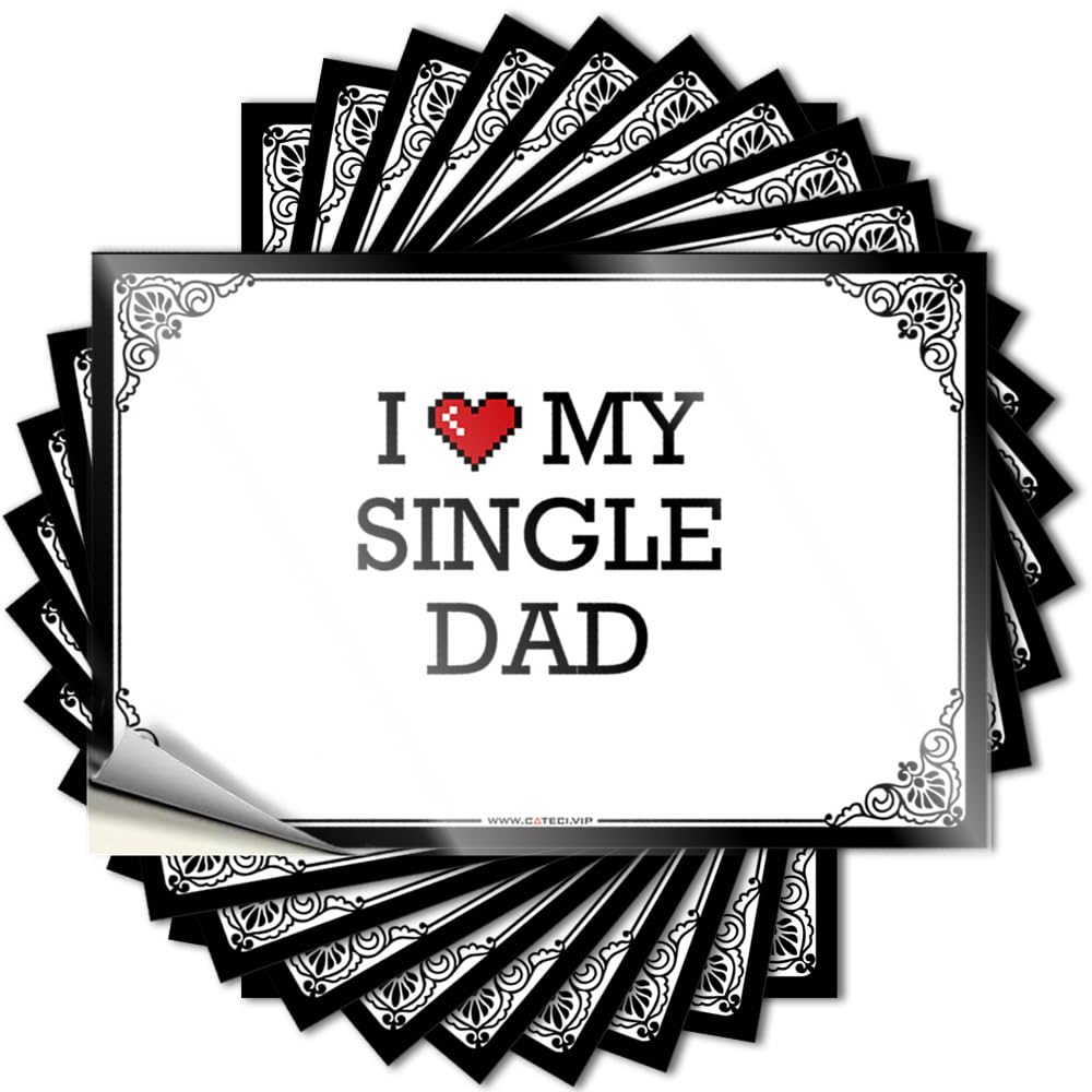 Saying Decor for Bedroom Peel and Stick - I Love My Single Dad Helmet Affirmation Waterproof Vinyl for Checkered(6X9CM)