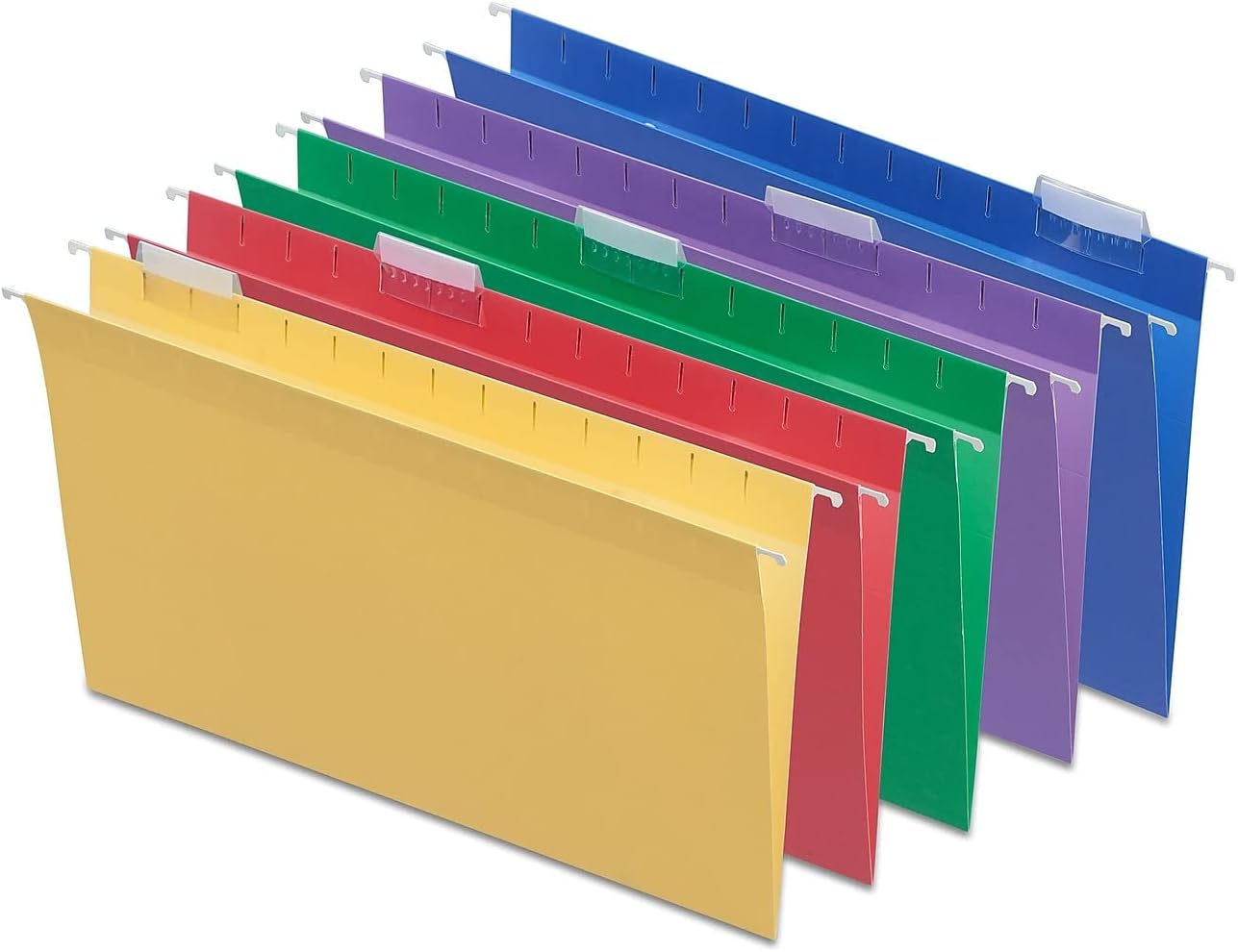 Heavy Duty Hanging File Folders - Legal Size, 1/5-Cut Tabs, Assorted Colors, Tear-Resistant, 25/Box