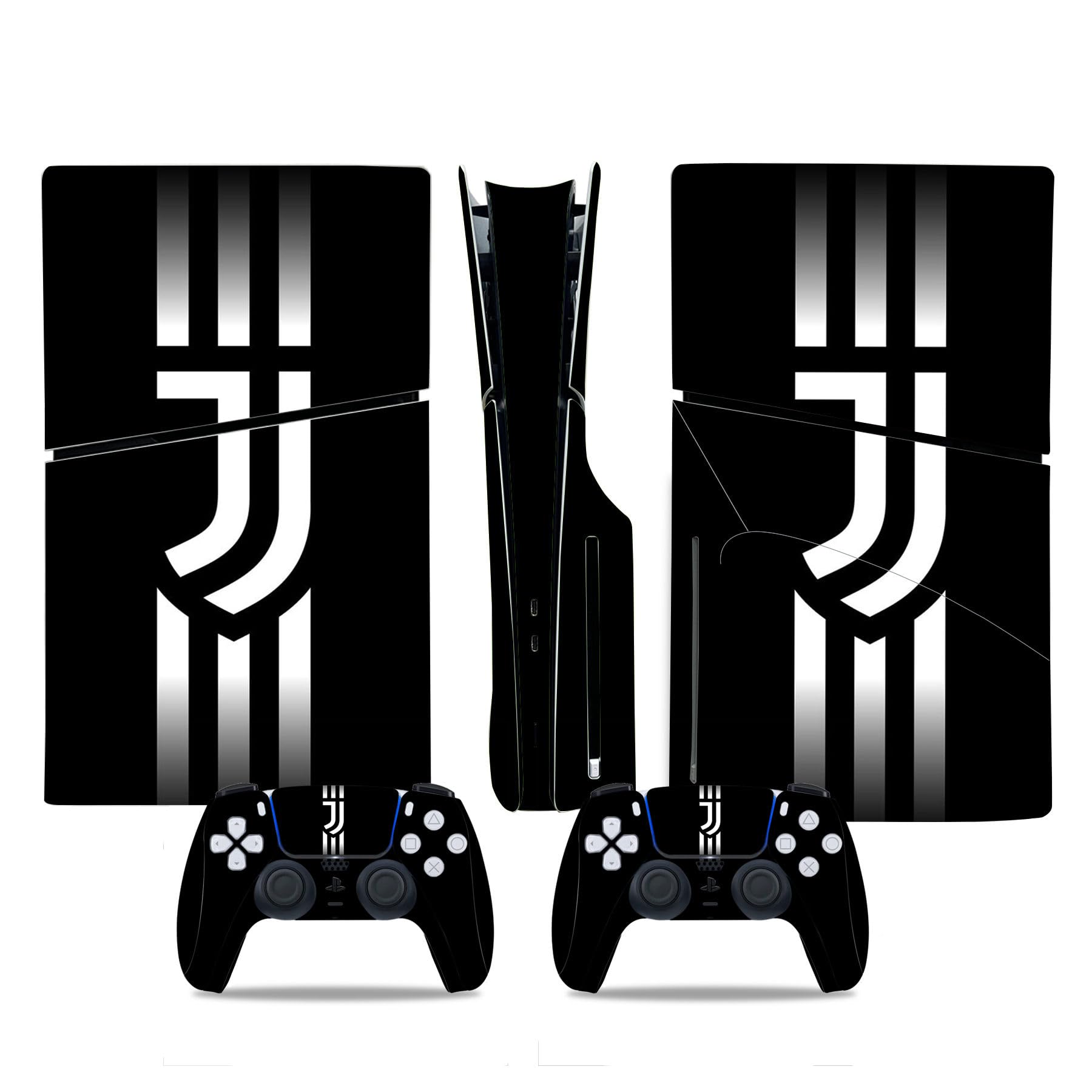 MaD Vision® Extra-Durable Skin Kit per PlayStation (PS5) Disc Slim | Set di Pellicole Adesive in Vinile Opaco per la Console e 2 Controller - per Juventus Design