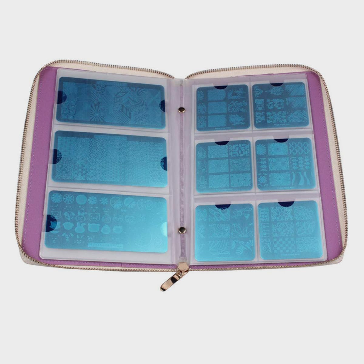 Bolsa para Placas de Estampado de Uñas PU, Cremallera