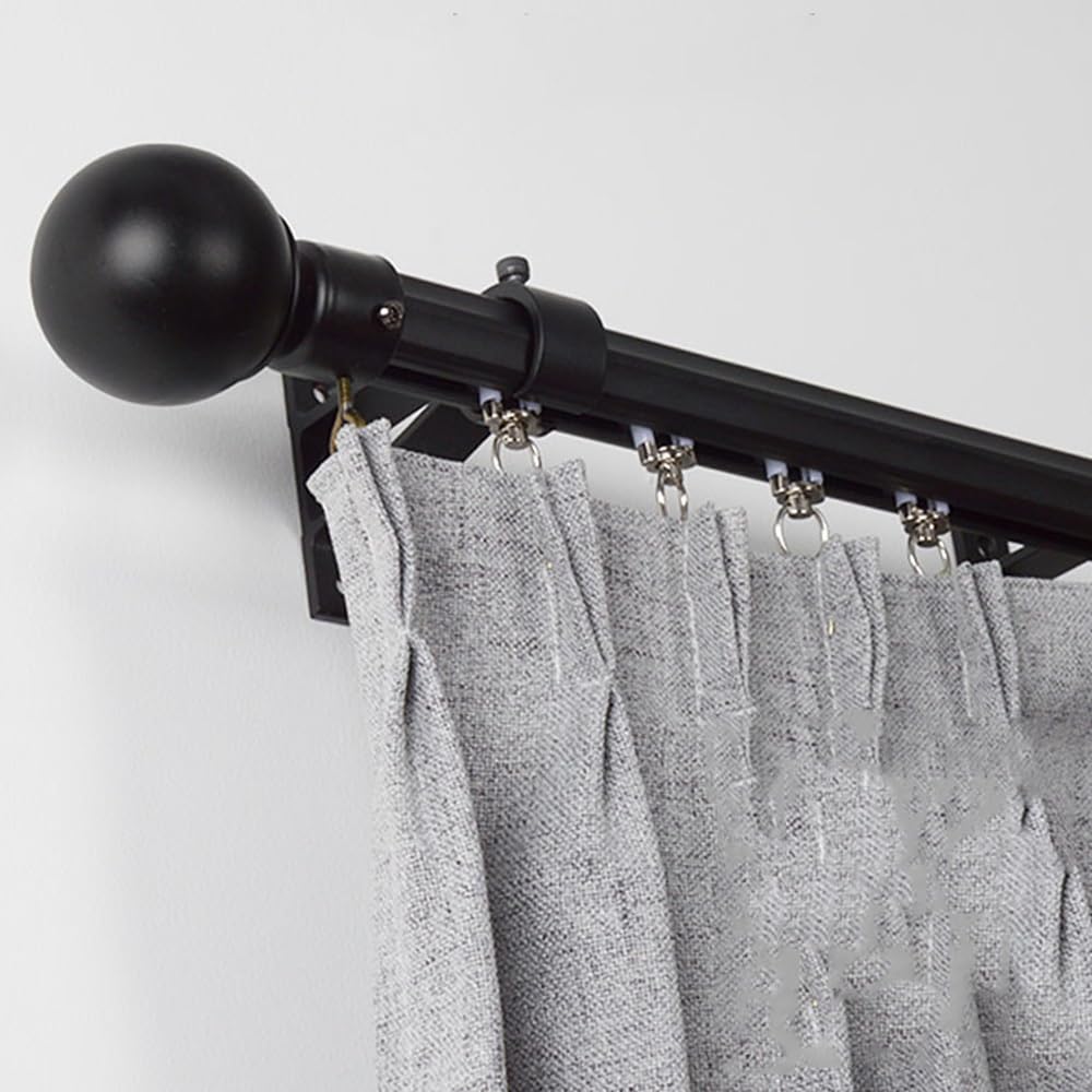 Schwarz Doppelte Vorhangstangen 100-300cm 2-läufige Gardinenschiene für Fenster Schlafzimmer & Badezimmer ative Schiebeglas Tür Gardinenstange (1,4 m)