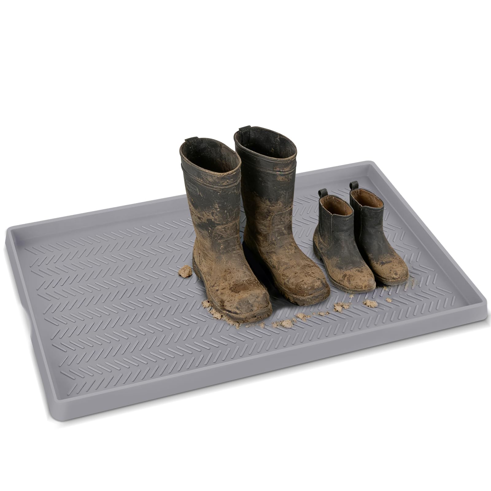 Kalolary Bandeja extragrande para maletero de entrada, de silicona, para uso en interiores y exteriores, antideslizante, para zapatos sucios y húmedos, impermeable, para puerta delantera, patio
