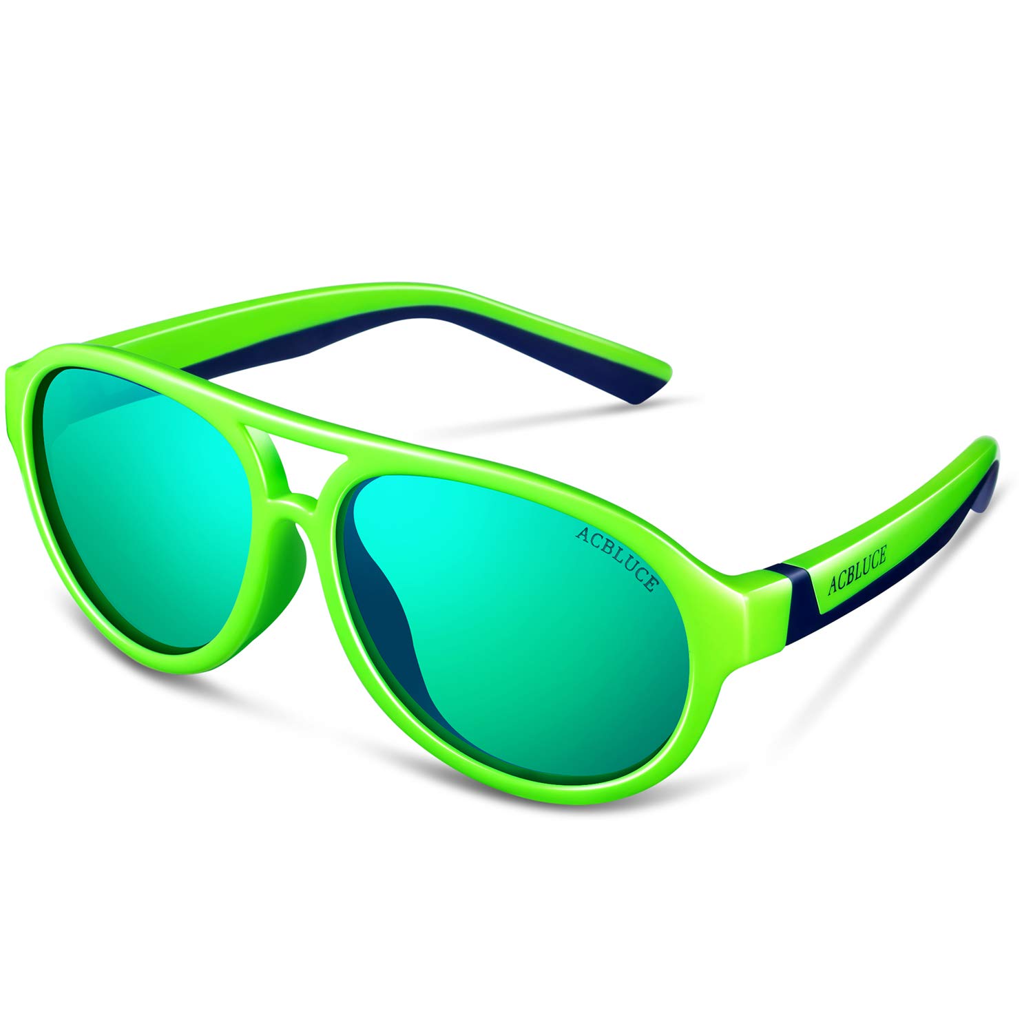 ACBLUCEKids Polarized Sports Sunglasses TPEE Frame with Adjustable Strap for Boys Girls Age 6-12