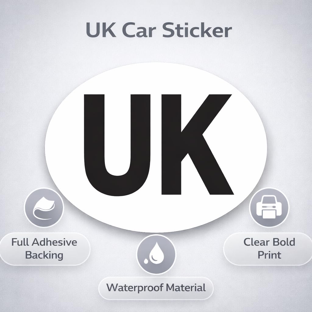 2 Pack UK Car Stickers for Europe, Oval Self Adhesive Vinyl UK Stickers for Car Van Truck, Weatherproof UK Car Stickers for Europe Driving, Easy Apply and Remove — view 3