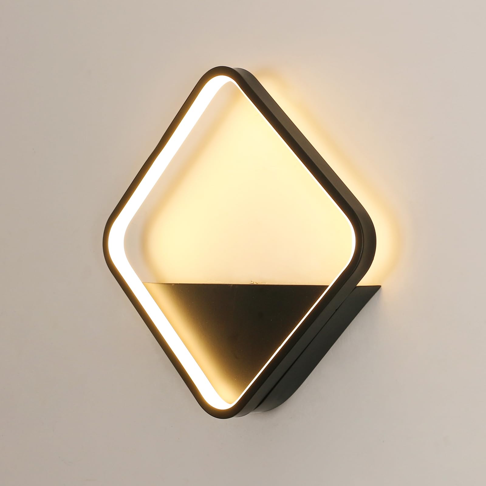 Riserva Lámpara de Pared LED Moderna, 20W Aplique de Pared Interior, 3000K Blanco Cálido Luz de Pared Interior Aluminio para Sala de estar, Pasillo, Escaleras, Dormitorio, Cafetería, Negro