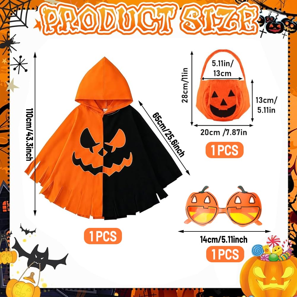 FVGYITG Halloween Pumpkin Cloak, Complete Halloween Pumpkin Costume Set for Kids & Adults, Pumpkin Dress Outfit with Hat - Image 2