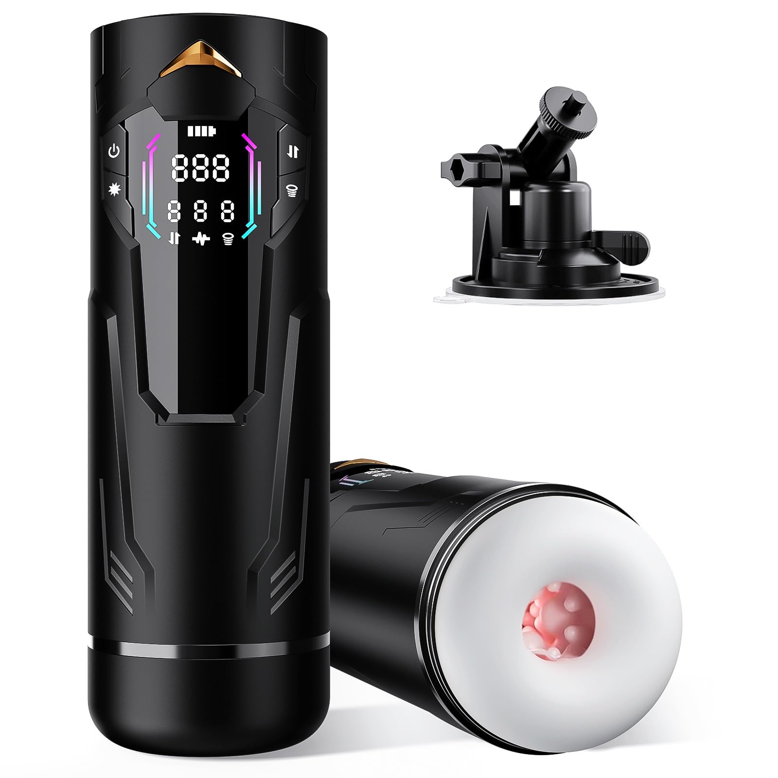 Uoffile Male Sex Toys for Men - Pocket Pussy Male Masturbator Mens Sex Toy with 8 Sucking &amp; Thrusting &amp; Vibrating, Adult Toys Penis Pump Male Stroker, Sex Machine LCD Display &amp; Suction Base
