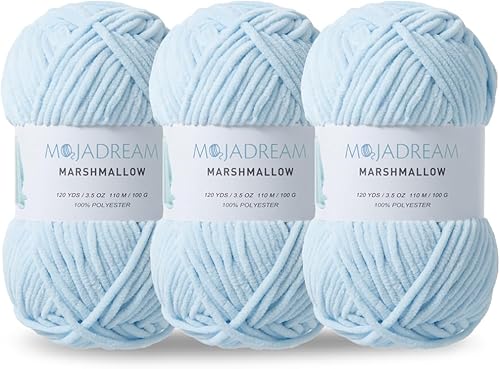 Amigurumi Hilo de felpilla de 3.5 oz para mantas Amigurumi hilo de terciopelo suave para bebé, tejido y ganchillo, voluminoso hilo 5#, 3 madejas de