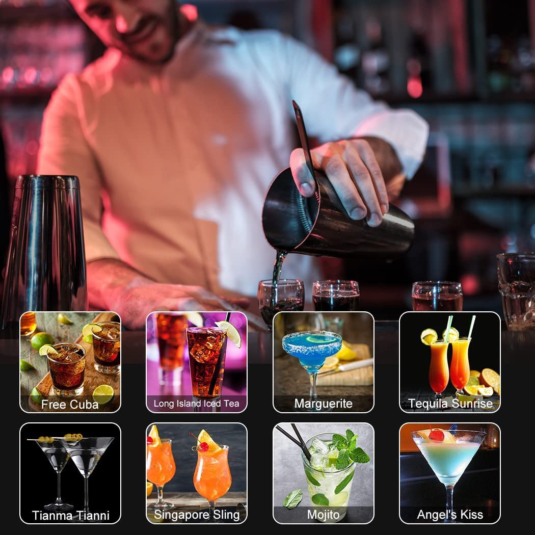 Cocktail Shaker Set Boston mit Ständer 25-teilig 750ml Edelstahl Bar Zubehör