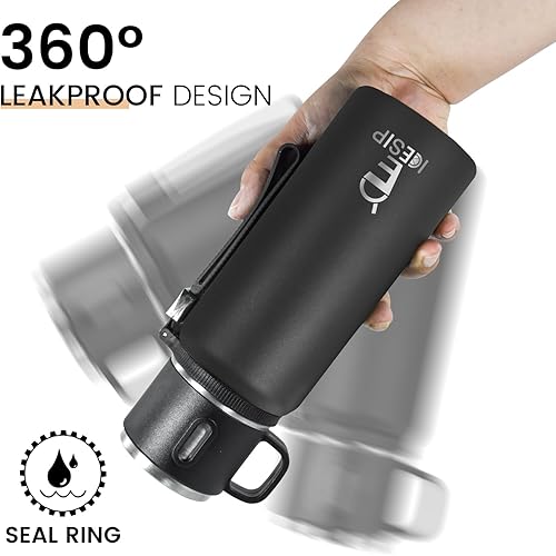 Miniatura 5 de Botella aislada de acero inoxidable, 50 onzas con taza, botella de agua aislada al vacío, termo para bebidas calientesbebidas frías, aislamiento las