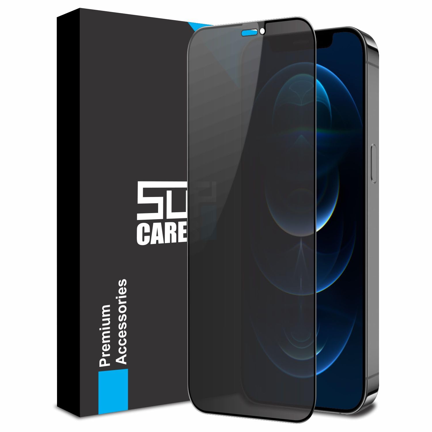 SupCares Military-Grade Privacy Tempered Glass Screen Protector for iPhone 12 Pro Max (6.7 Inch) With Installation Kit | Edge to Edge Coverage | Black-image-12