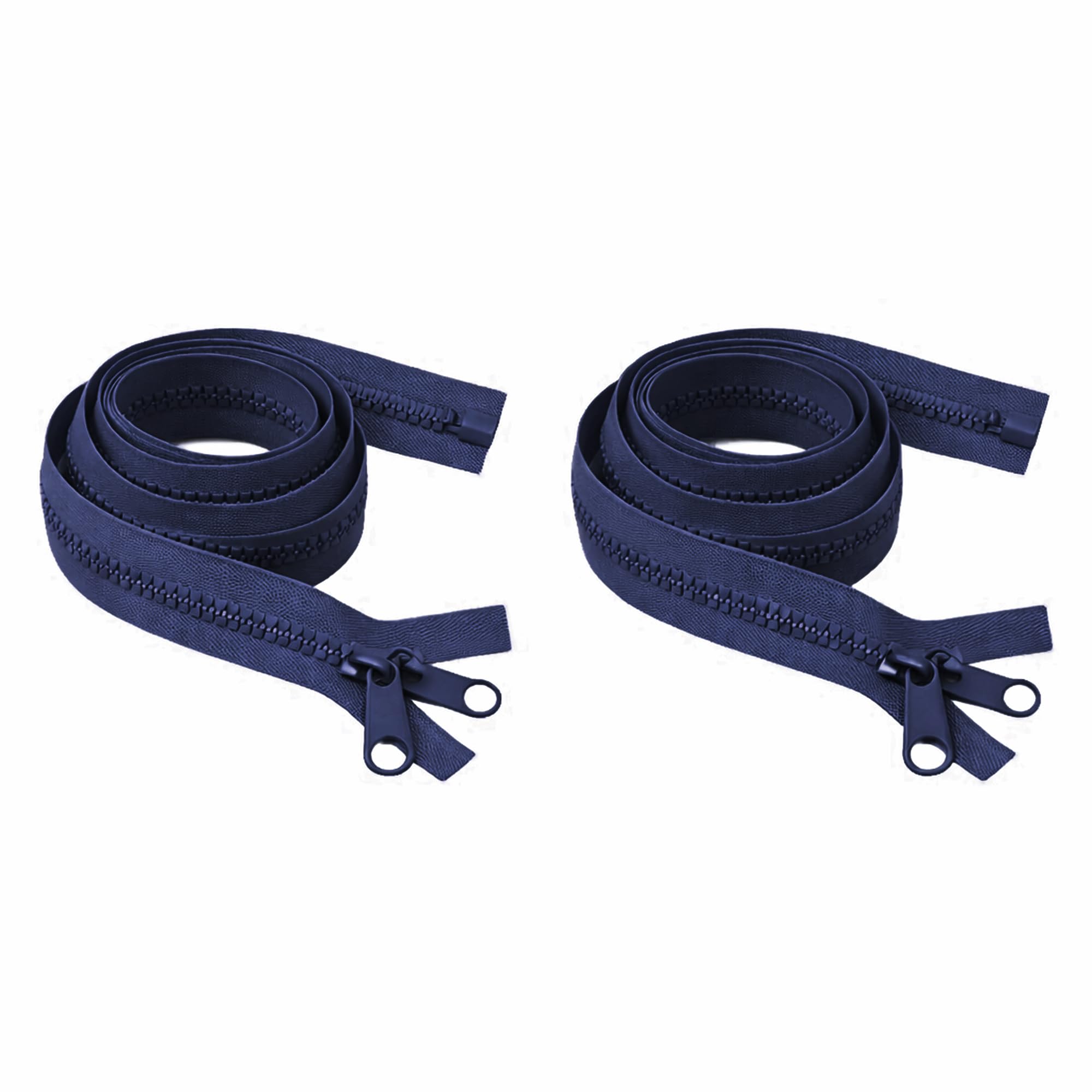 Mandala Crafts #5 8 Inch Double Pull Zippers – 2 Navy Blue Reversible Heavy Duty Plastic Separating Zippers with Dual Tabs for Trampoline Tent Sleeping Bag Canvas Boat Cover