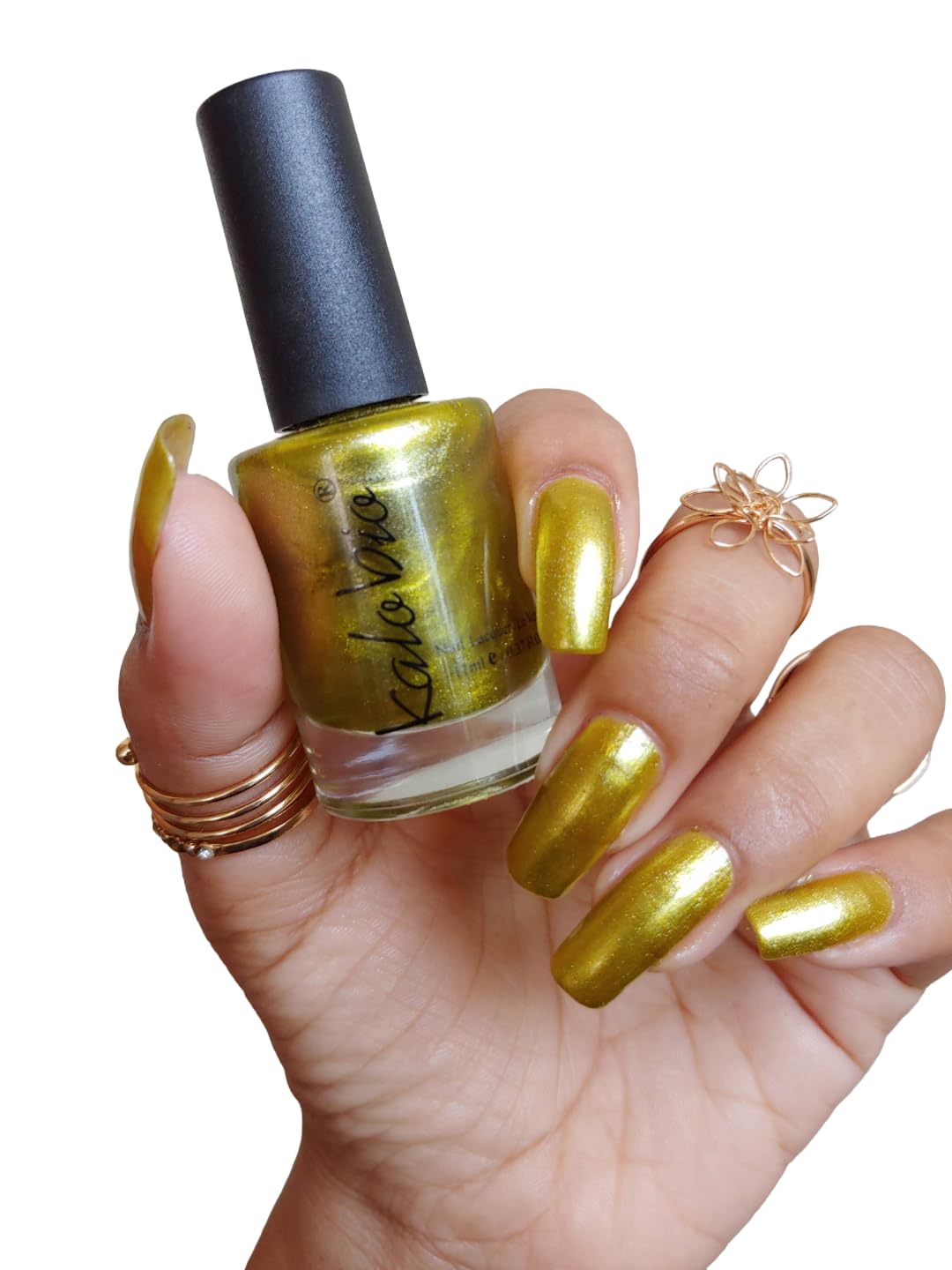 ColorHalo Metallic Nail Lacquer | Long-Lasting, High Shine, Chip-Resistant & Quick Dry Finish | Olivine KM31 | 11ml-image-15