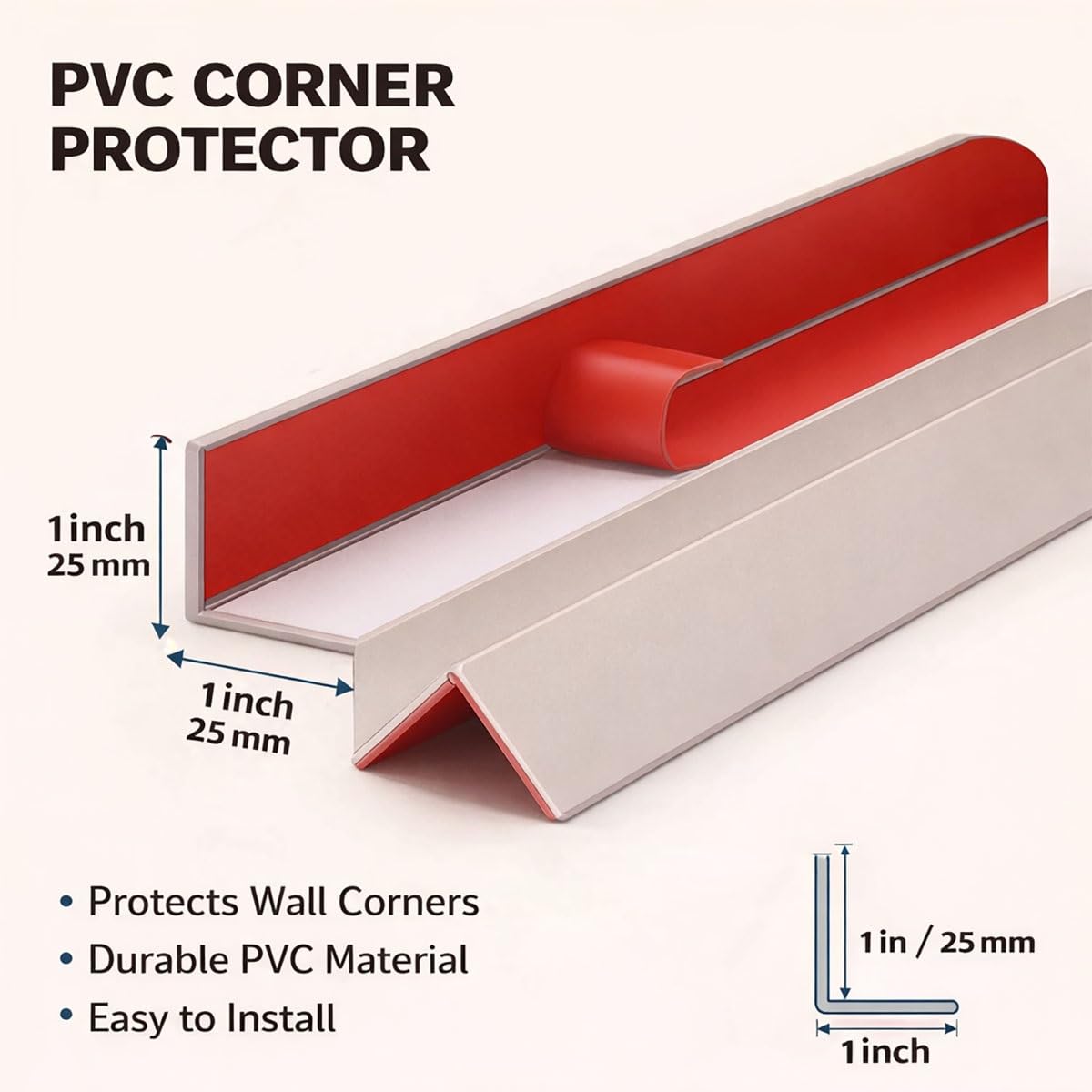 Protezioni angolari per pareti, 2,5 cm x 2,5 cm, autoadesive, effetto legno, protezione per spigoli da parete, in PVC, impermeabile, protezione dai graffi per armadi, tavoli, battiscopa e cucina