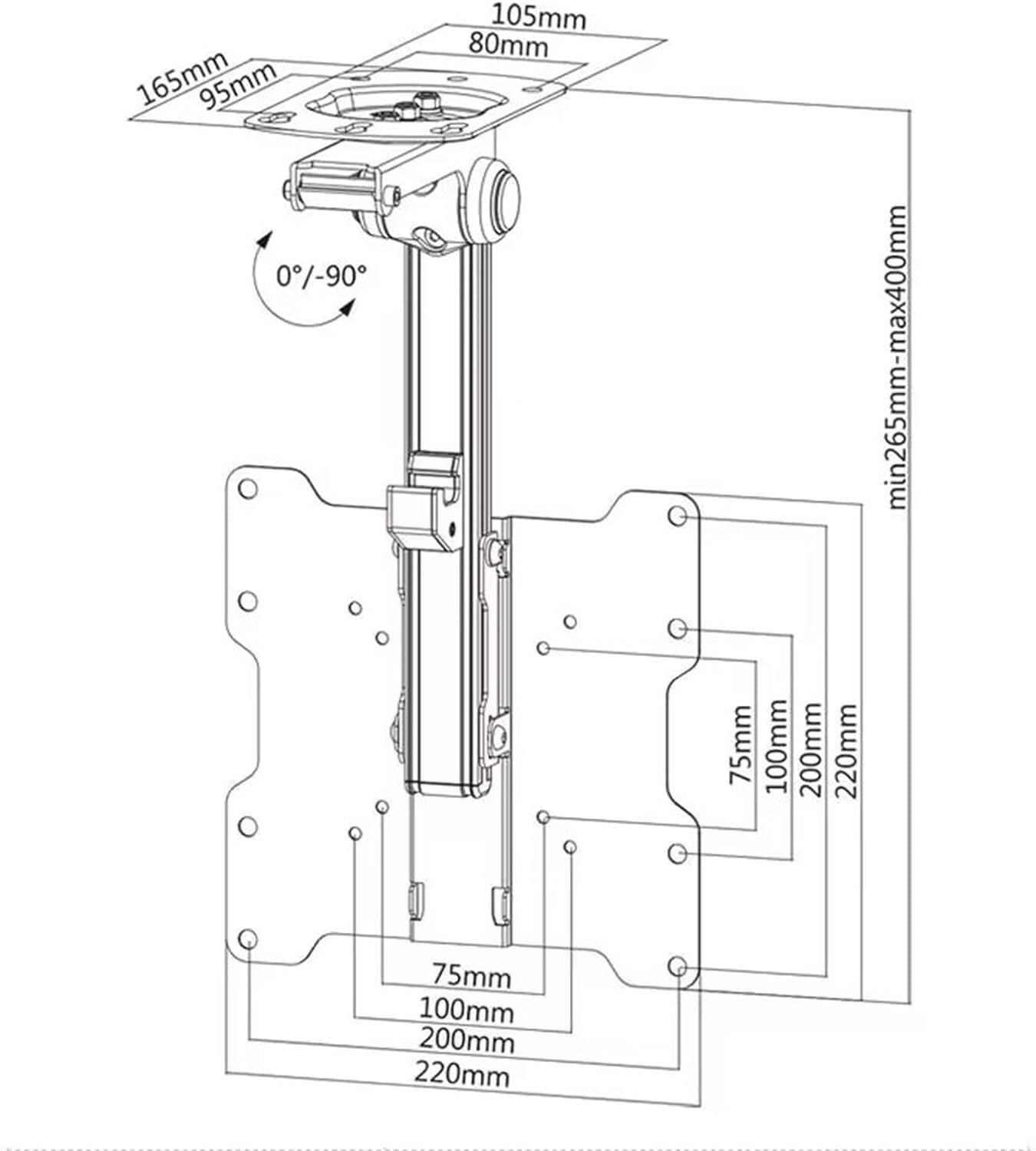 LNNW Staffa da Parete for TV Pieghevole Staffa da Parete for TV inclinabile orientabile Verso Il Basso da 0-90° Supporto TV for TV da 17-37" Staffa TV Universale Televisore LED/LCD