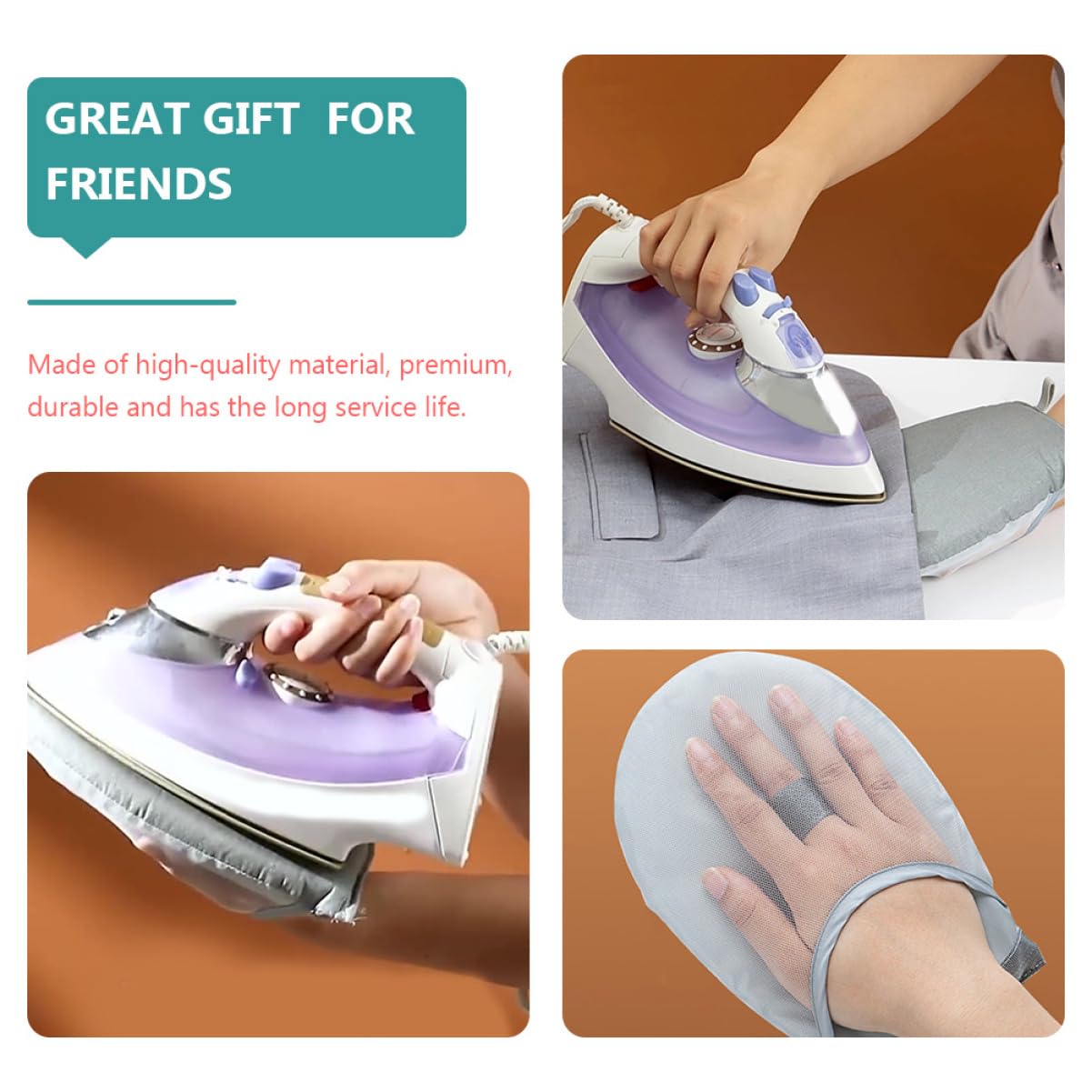 BUTIFULSIC 2pcs Handheld Ironing Board Insulation Glove -steam Mitt for Quick Garment Ironing for Cuffs Collars and Sleeves