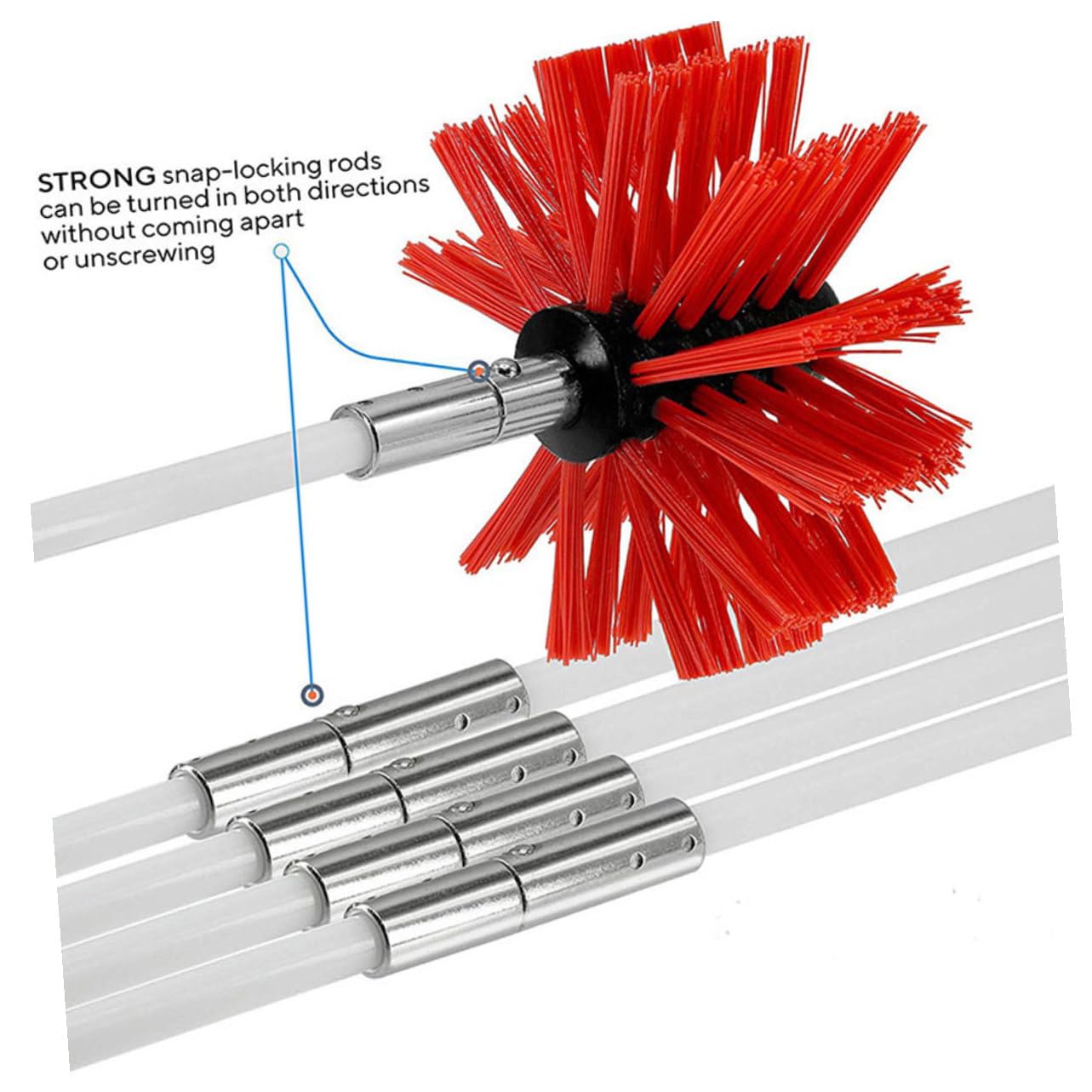 Kit Spazzola per Canna Fumaria Flessibile Aste con Testa Nylon Resistente Alte Temperature Adatto per Pulizie Fessure Strette e Tubi Utilizzabile con Trapano Elettrico per Canale
