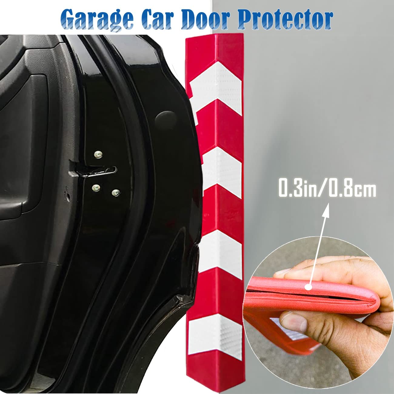 Protector de pared reflectante para garaje, protector de columna de esquina de espuma EVA para estacionamiento, acolchado de pared de protección integral autoadhesivo (color: azul)