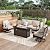 Patio Furniture Set with 56" Fire Pit Table, Premium Outdoor Wicker Metal Frame Furniture with Upgraded Waterproof Thick Cushions for Porch, Poolside, Deck, and Yard?4 Pieces,Beige