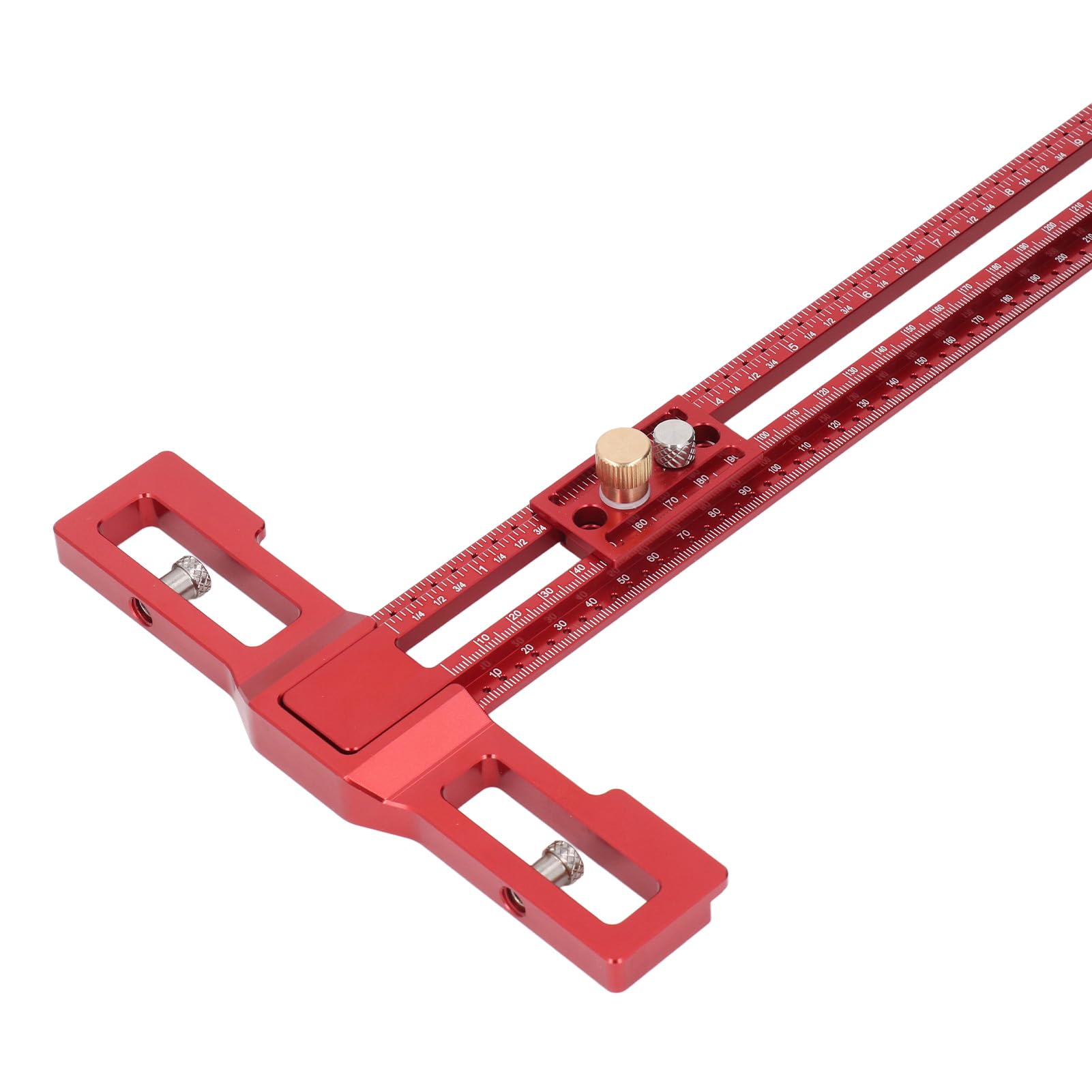 TOPINCN Regla de Trazado Tipo T, Aleación de Aluminio Ajustable, Deslizador a Presión de 24 Pulgadas para Carpintería y Metalurgia
