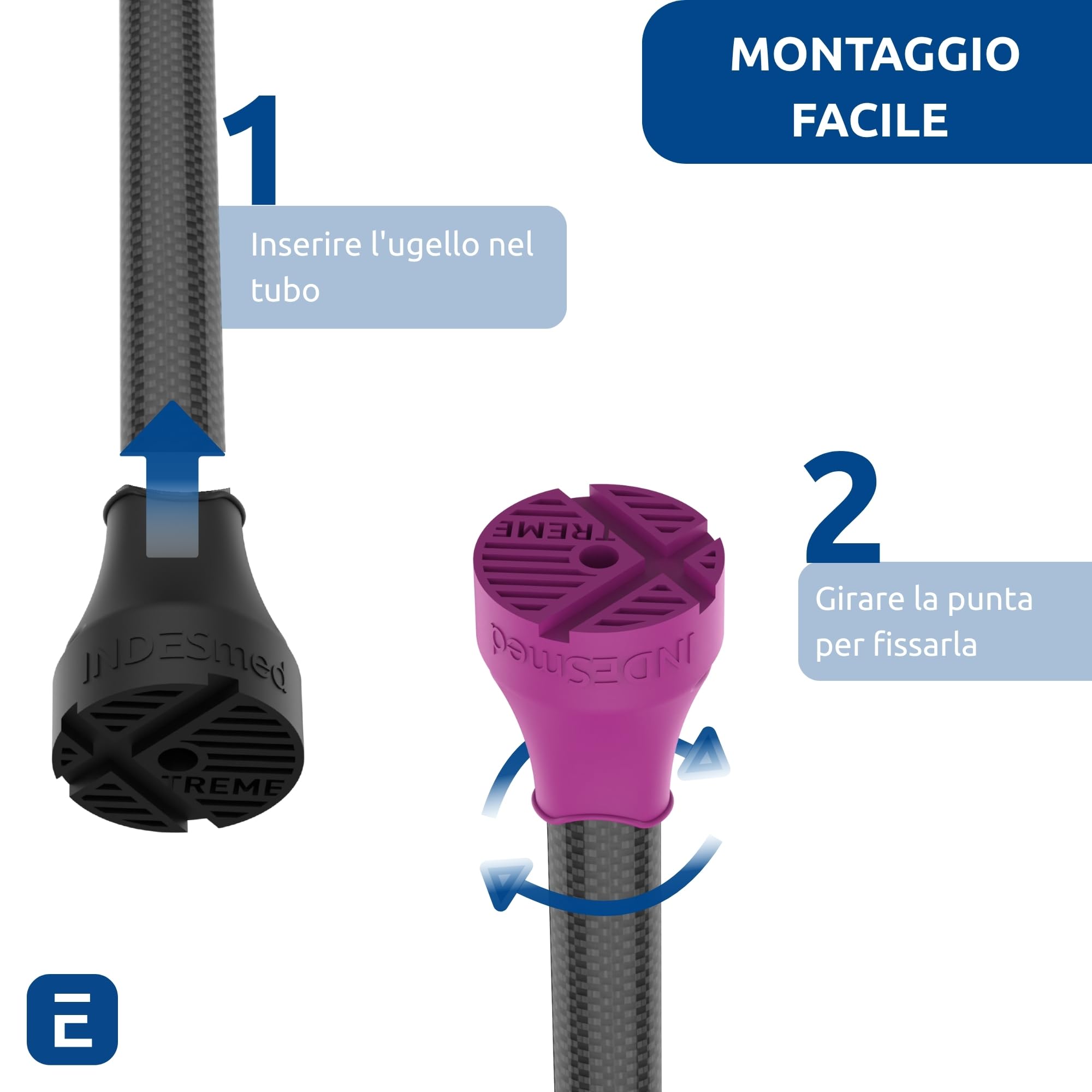 INDESmed Xtreme 2x gommini per stampelle e per bastone da passeggio - Massima aderenza e resistenza, Realizzato in TPU ad alta densità - Gommini antiscivolo 22mm (Viola)