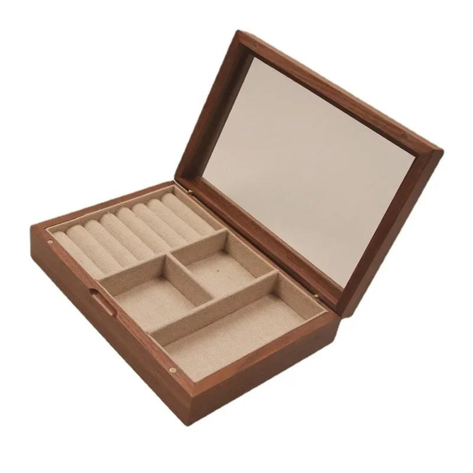 Ideias De Presentes Caja Joyería Madera Maciza Nogal Negro Caja Almacenamiento Colgante Anillo Collar Organizador Joyería Hogar Gran Capacidad Caja Regalo Navidad