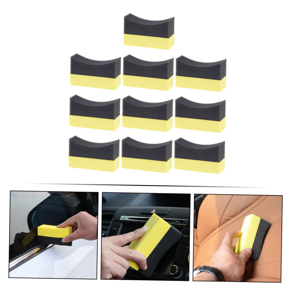 Cabilock Esponja De Lavado De Autos Espuma Pulido Esponja De Arcilla De Limpieza De Coche Neumático Húmedo Aplicador De Cera para Automóvil Compuesto PE 10 Piezas*4