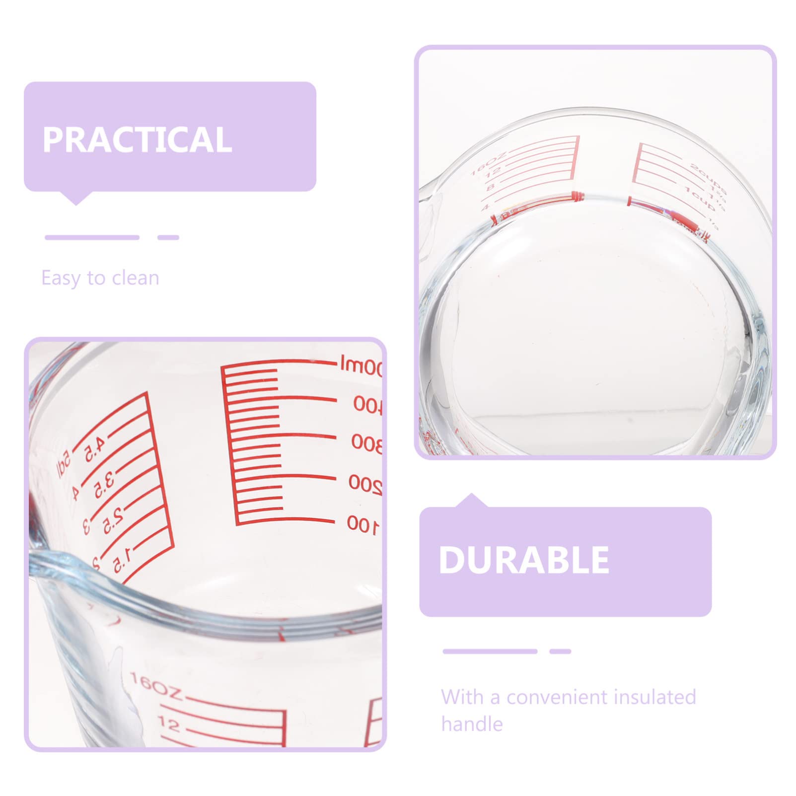 Tasse à mesurer en Verre de 500 ML, pichet gradué pour mesurer et mélanger, pichet à mesurer, Tasses à café au Lait, Outil de Cuisine, Boulangerie pour liquides de cuisin