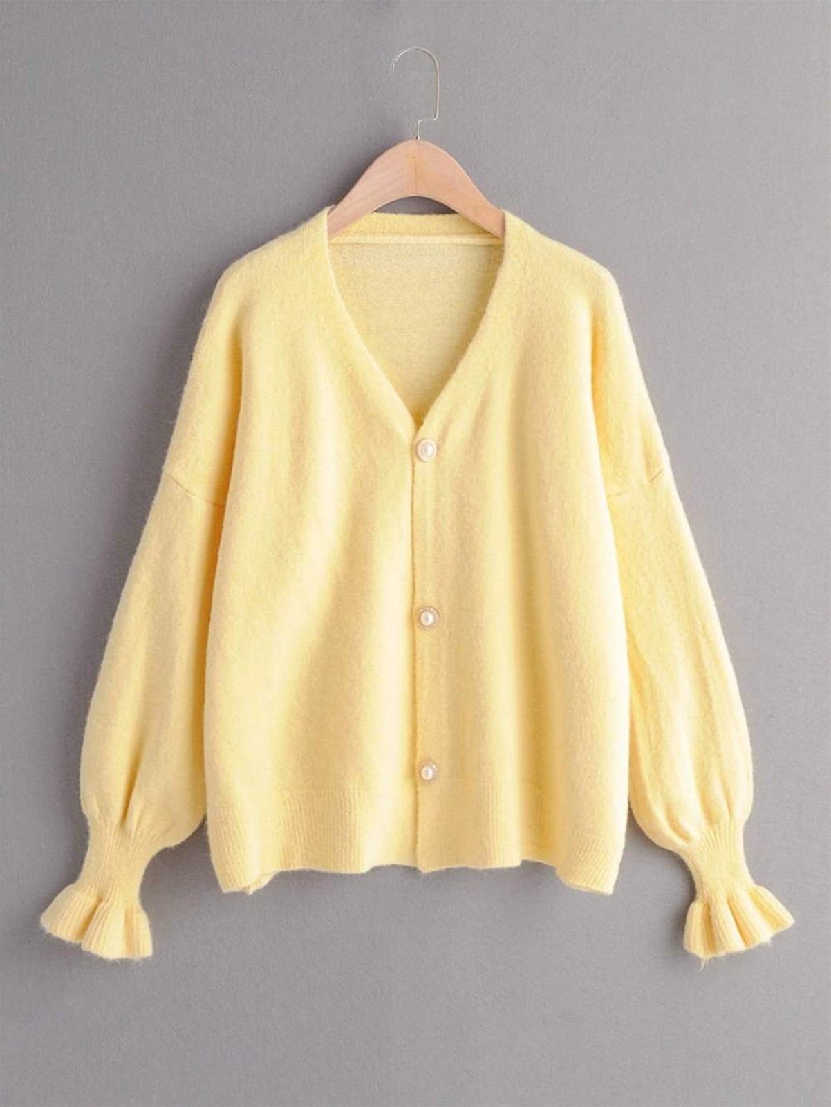 Cardigan boutonné à l'avant Avec Manches volantées et épaules tombantes
