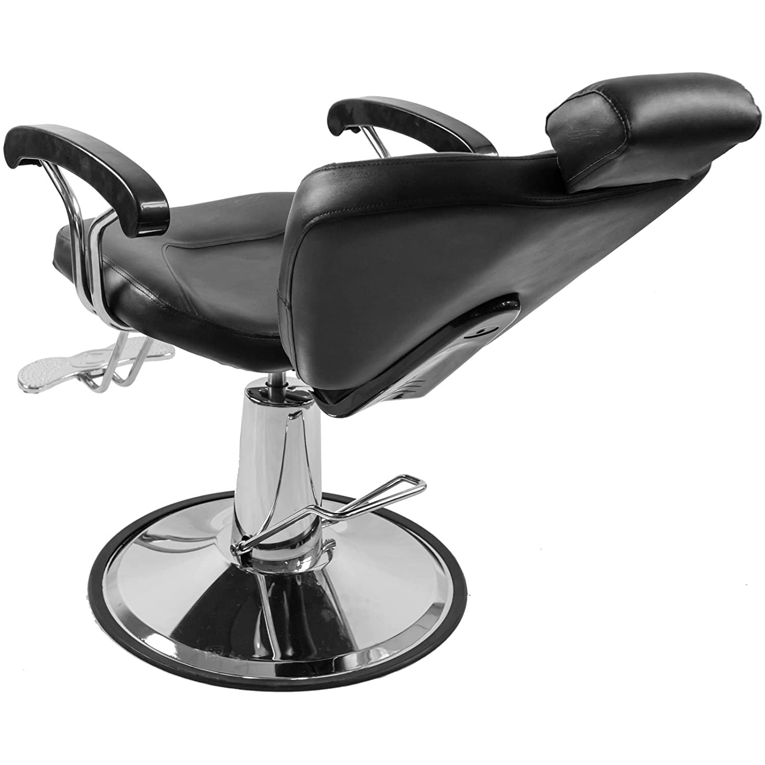 Fauteuil de Coiffure, Chaise à Coiffeur Hydraulique Inclinable Barber 360° avec Chromé Repos Pied pour Salon Professionnel et Maison, 90 x 65 x 100 cm, Noir