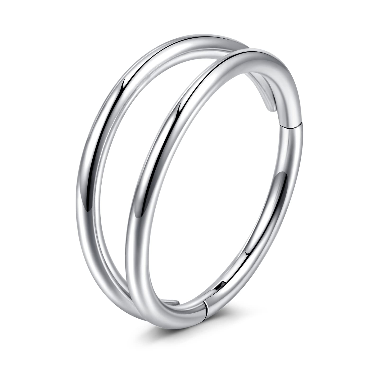 VFUN 16G 316L Acero Inoxidable Hinged Clicker Ring Piercing Septum Nariz Anilli para Mujer Hombre CZ Inlaid Bola Piercing Oreja Cartilago Helix 8-10MM