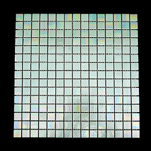Urbn Contemporary Seafoam Green Iridescent Glass Mosaic Tile For Kitchen And Bath - One Box Of 20 Sheets (23 Sq Ft) #TOP1