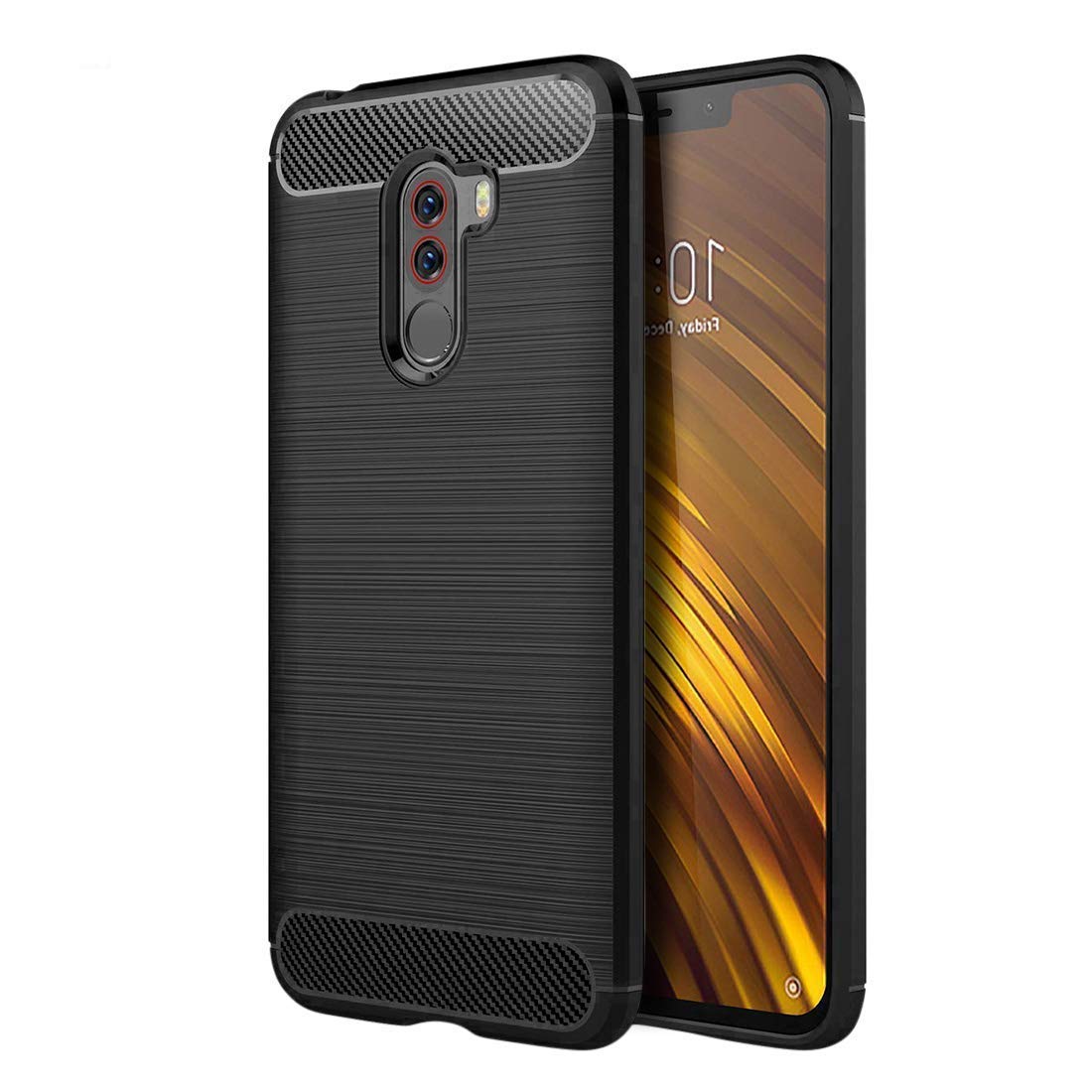 JGD PRODUCTS for Poco F1 Carbon Fiber Armor Drop Tested Shock Proof TPU Back Case Cover