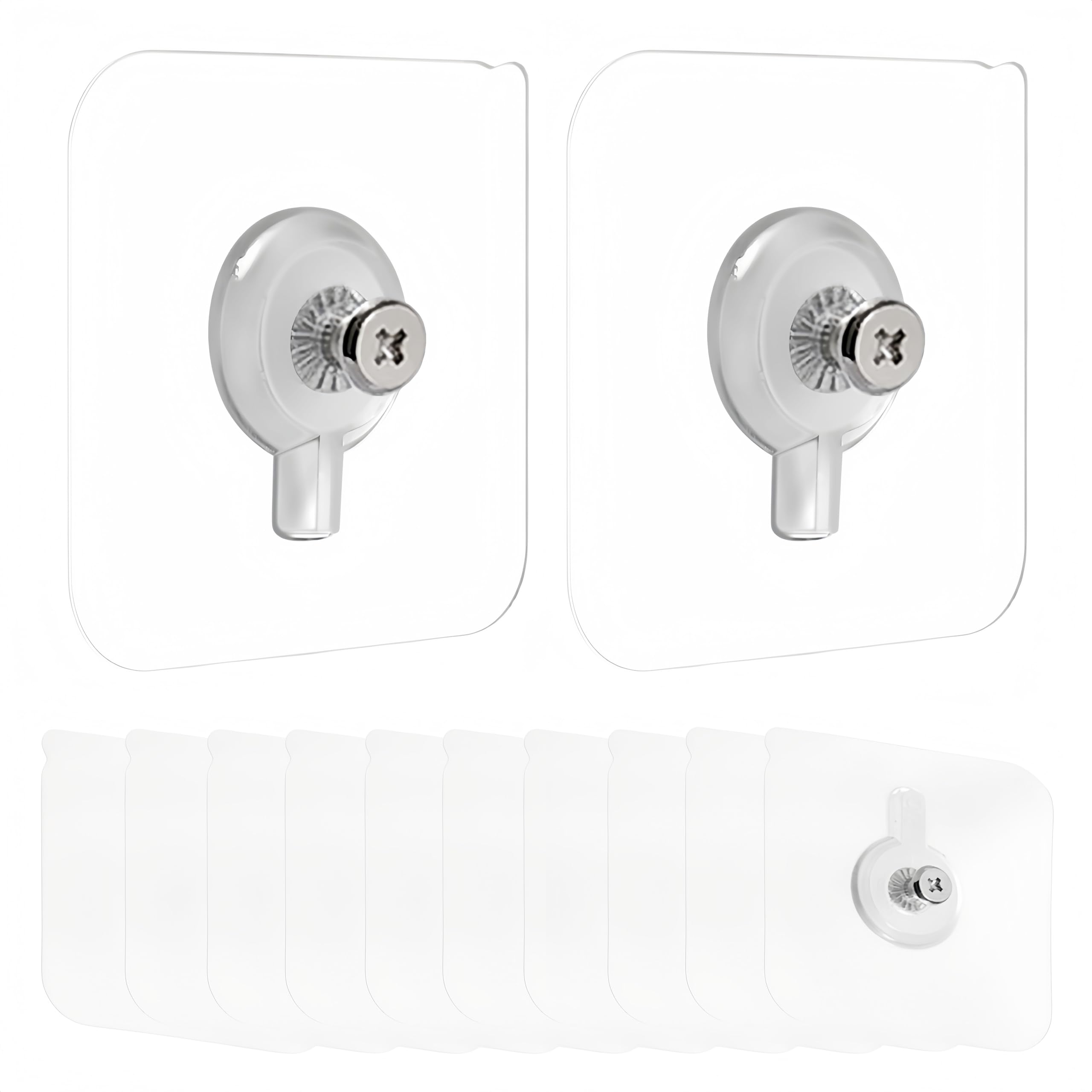 Nessbabus Clear 12 Pcs Adhesive Wall Hooks Self Picture Hooks No Nails Adhesive Wall Nail Transparent Adhesive Hooks Strong Adhesive Hooks Non-Trace Wall Picture Hooks For Wall Picture Home Bathroom Kitchen