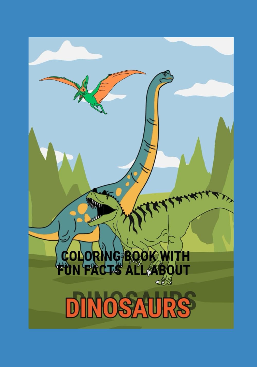 Colouring book with fun facts about dinosaurs